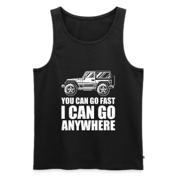 I Can Go Anywhere, véhicule tout-terrain 4x4 - Débardeur bio Premium Homme - noir - Devant - Michal (187cm)