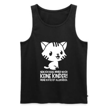 Keine Kinder - Katze ist allergisch - Männer Premium Bio Tank Top - Schwarz - Vorne - Michal (187cm)
