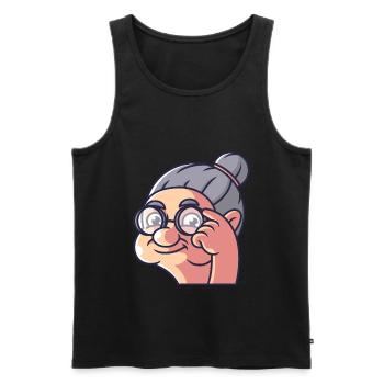Grandma shows a bird - Men's Premium Organic Tank Top - black - Front - Michal (187cm)