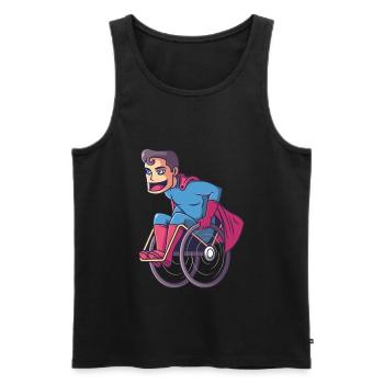 Superheld im Rollstuhl, held rollstuhlfahrer - Männer Premium Bio Tank Top - Schwarz - Vorne - Michal (187cm)