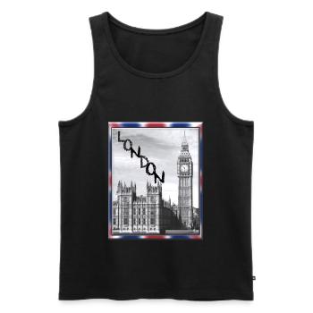 London Big Ben Union Jack - Men's Premium Organic Tank Top - black - Front - AI Model Male 178 light (178cm)
