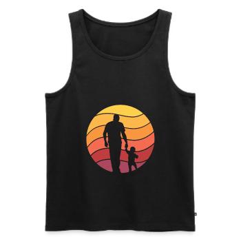 Père avec bébé rétro - Débardeur bio Premium Homme - noir - Devant - Michal (187cm)