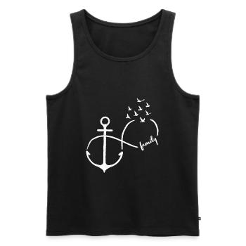 Infinie Famille oiseaux volants Ancre - Débardeur bio Premium Homme - noir - Devant - AI Model Male 178 light (178cm)