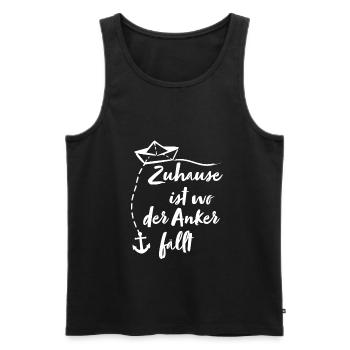 Papierschiff Zuhause ist wo der Anker fällt - Männer Premium Bio Tank Top - Schwarz - Vorne - AI Model Male 178 light (178cm)