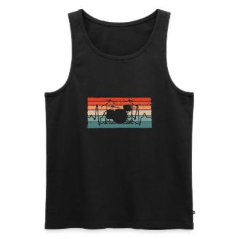 Retro Drummer Heartbeat Drummer - Men's Premium Organic Tank Top - black - Front - Michal (187cm)