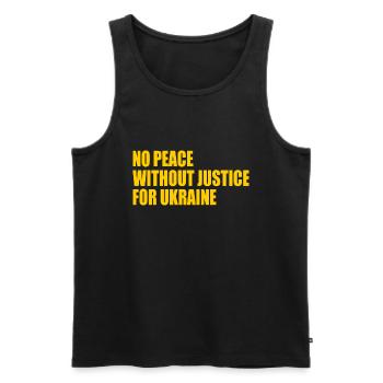 No peace without justice for ukraine - Men's Premium Organic Tank Top - black - Front - AI Model Male 178 light (178cm)