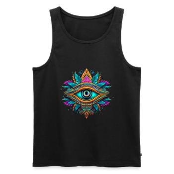 Design Element Eye Neon Tribal - Débardeur bio Premium Homme - noir - Devant - AI Model Male 178 light (178cm)