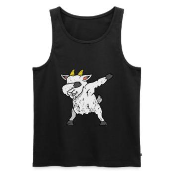 Chèvre tamponner dabbing style vintage grunge - Débardeur bio Premium Homme - noir - Devant - AI Model Male 178 light (178cm)
