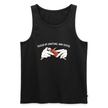 Fueled By Knitting And Coffee Knitting - Men's Premium Organic Tank Top - black - Front - Michal (187cm)