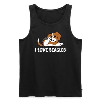 Beagles - I love beagles - Débardeur bio Premium Homme - noir - Devant - AI Model Male 178 light (178cm)