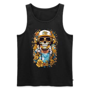 Golden Sugar Skull - Men's Premium Organic Tank Top - black - Front - AI Model Male 178 light (178cm)