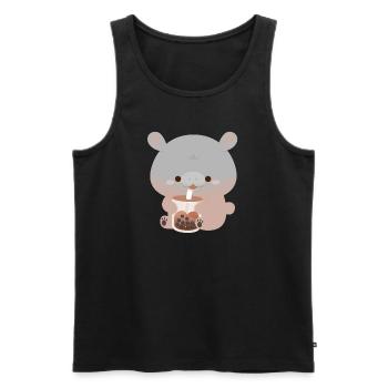 Pygmy Hippo Boba Tea - Men's Premium Organic Tank Top - black - Front - AI Model Male 178 light (178cm)