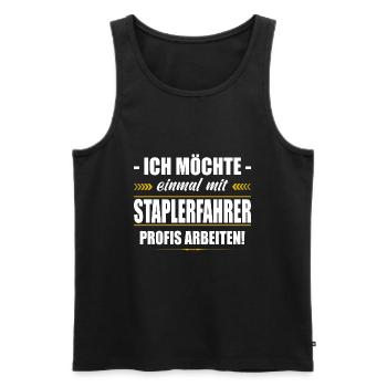 Einmal Mit Staplerfahrer Profis Arbeiten Lagerist - Männer Premium Bio Tank Top - Schwarz - Vorne - Michal (187cm)
