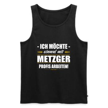 Einmal Mit Metzger Profis Arbeiten Fleischer - Männer Premium Bio Tank Top - Schwarz - Vorne - Michal (187cm)