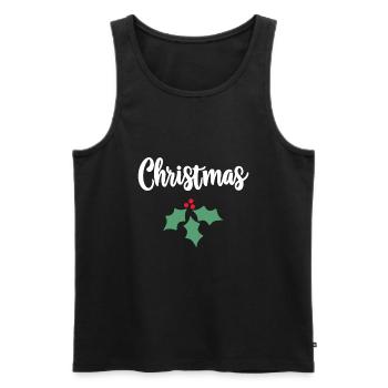 Weihnachts-Stechpalme - Männer Premium Bio Tank Top - Schwarz - Vorne - AI Model Male 178 light (178cm)