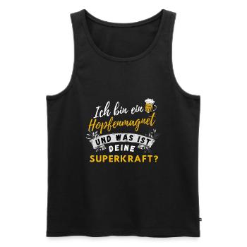 Biertrinker Spruch Hopfenmagnet und Bierliebhaber - Männer Premium Bio Tank Top - Schwarz - Vorne - AI Model Male 178 light (178cm)