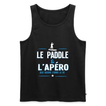PADDLE et Apéro - Débardeur bio Premium Homme - noir - Devant - Michal (187cm)