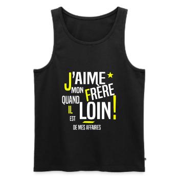 Frère et sœur cadeau frangin humour - Débardeur bio Premium Homme - noir - Devant - Michal (187cm)