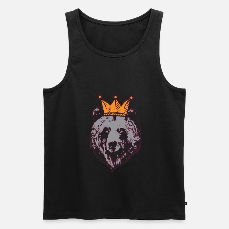 König Bär mit Krone, Grizzly, Panda, Geschenkidee - Männer Premium Bio Tank Top - Schwarz