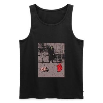 Herz und Hirn in Balance - Männer Premium Bio Tank Top - Schwarz - Vorne - Michal (187cm)