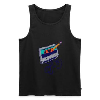 Conception drôle de cassette et de crayon - Débardeur bio Premium Homme - noir - Devant - AI Model Male 178 light (178cm)