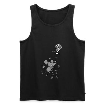 Maus mit Drachen im Herbst - Männer Premium Bio Tank Top - Schwarz - Vorne - AI Model Male 178 light (178cm)
