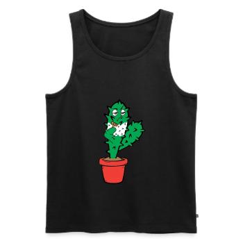 Funny cactus shaves his beard - Men's Premium Organic Tank Top - black - Front - AI Model Male 178 light (178cm)