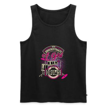 Drummer Mädchen - Männer Premium Bio Tank Top - Schwarz - Vorne - AI Model Male 178 light (178cm)