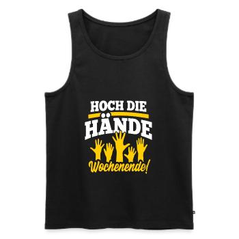 Hoch die Hände Wochenende Lustige Sprüche - Männer Premium Bio Tank Top - Schwarz - Vorne - Michal (187cm)