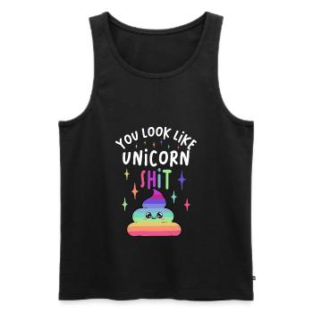 Vous ressemblez à Unicorn Shit Funny Unicorn - Débardeur bio Premium Homme - noir - Devant - Michal (187cm)