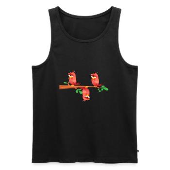 Des oiseaux fous sur la branche - Débardeur bio Premium Homme - noir - Devant - Michal (187cm)