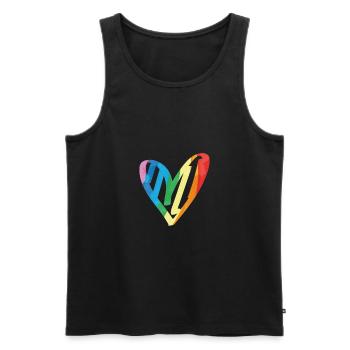 Arc-en-ciel Coeur Pride CSD Gay Funny LGBTQ - Débardeur bio Premium Homme - noir - Devant - Michal (187cm)