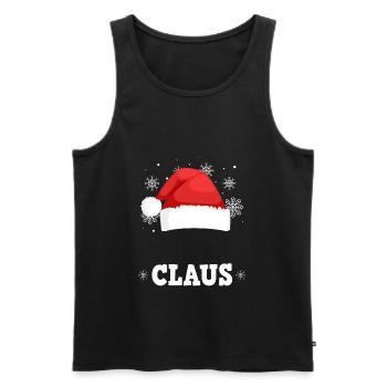 Custom Santa Costumes Add Your Text ex: Papa Claus - Débardeur bio Premium Homme - noir - Devant - AI Model Male 178 light (178cm)