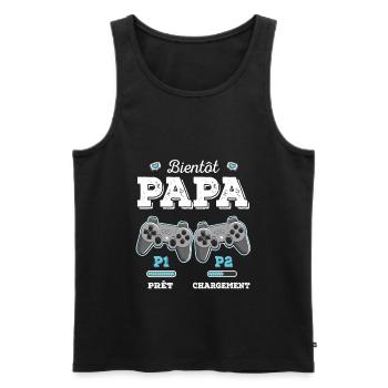 Bientôt Papa Annonce Grossesse Futur Père Gamer - Débardeur bio Premium Homme - noir - Devant - Michal (187cm)