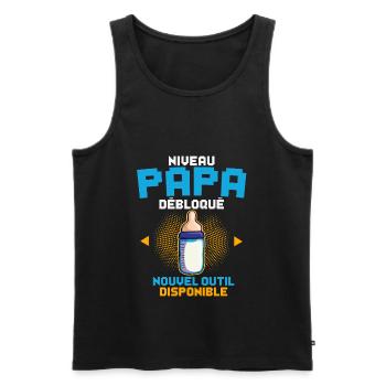 Niveau Papa Annonce Grossesse Futur Père Gamer - Débardeur bio Premium Homme - noir - Devant - Michal (187cm)