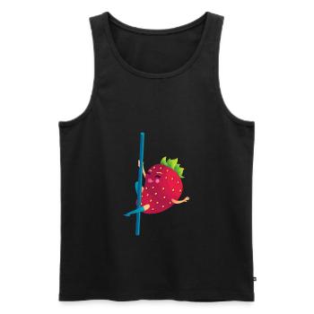 Tanzen Sommerfrüchte Lustige Cartoon Erdbeere - Männer Premium Bio Tank Top - Schwarz - Vorne - AI Model Male 178 light (178cm)