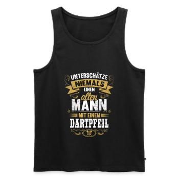 Dart Dartpfeil Dartspieler Darts Spruch Männer - Männer Premium Bio Tank Top - Schwarz - Vorne - Michal (187cm)
