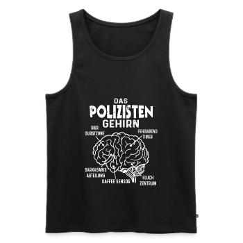 Polizist Spruch Gehirn Beamter Lustig Polizei - Männer Premium Bio Tank Top - Schwarz - Vorne - AI Model Male 178 light (178cm)