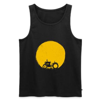 Tractor Silhouette Tractor Sun Gift - Men's Premium Organic Tank Top - black - Front - Michal (187cm)