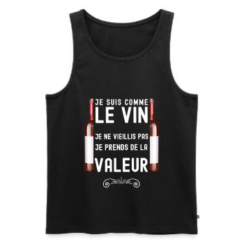 Je suis comme le vin humour retraite - Débardeur bio Premium Homme - noir - Devant - Michal (187cm)
