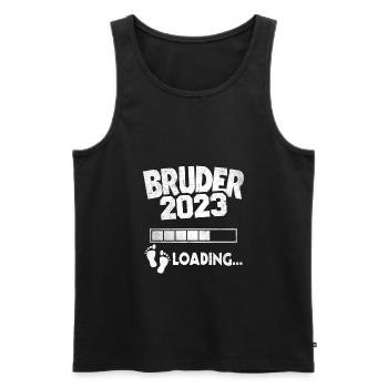 Werdender Bruder 2023 Loading Nachwuchs - Männer Premium Bio Tank Top - Schwarz - Vorne - Michal (187cm)