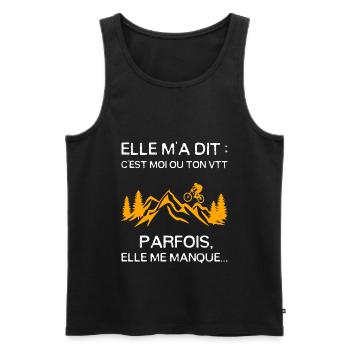 VTT humoristique humour - Débardeur bio Premium Homme - noir - Devant - AI Model Male 178 light (178cm)