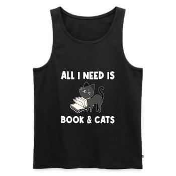 All I Need Is Book And Cats - Männer Premium Bio Tank Top - Schwarz - Vorne - Michal (187cm)