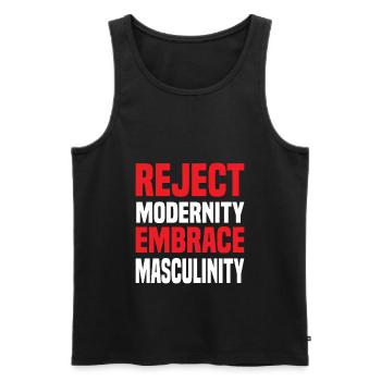 Reject Modernity Embrace Masculinity Sigma Male - Men's Premium Organic Tank Top - black - Front - AI Model Male 178 light (178cm)
