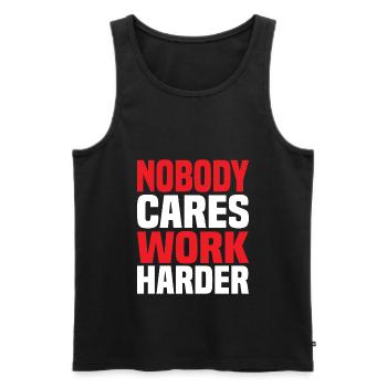 Nobody Cares Work Harder - Men's Premium Organic Tank Top - black - Front - AI Model Male 178 light (178cm)