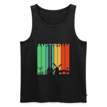 Vintage Retro Amsterdam.Holland. Netherlands.Gifts - Men's Premium Organic Tank Top - black - Front - Michal (187cm)