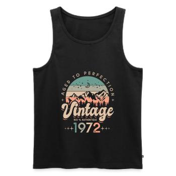 1972 Vintage anniversary 51 years - Men's Premium Organic Tank Top - black - Front - AI Model Male 178 light (178cm)