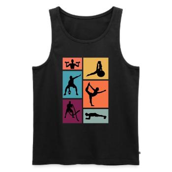 Fitness Exercice Entraînement Gym - Débardeur bio Premium Homme - noir - Devant - Michal (187cm)