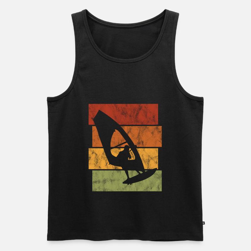 Surf de windsurf Retro Windsurfer - Débardeur bio Premium Homme - noir