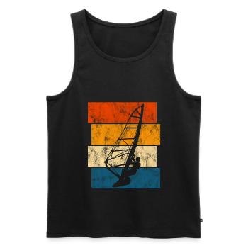 Windsurfer Surfen Retro Windsurfing Windsurfen - Männer Premium Bio Tank Top - Schwarz - Vorne - AI Model Male 178 light (178cm)